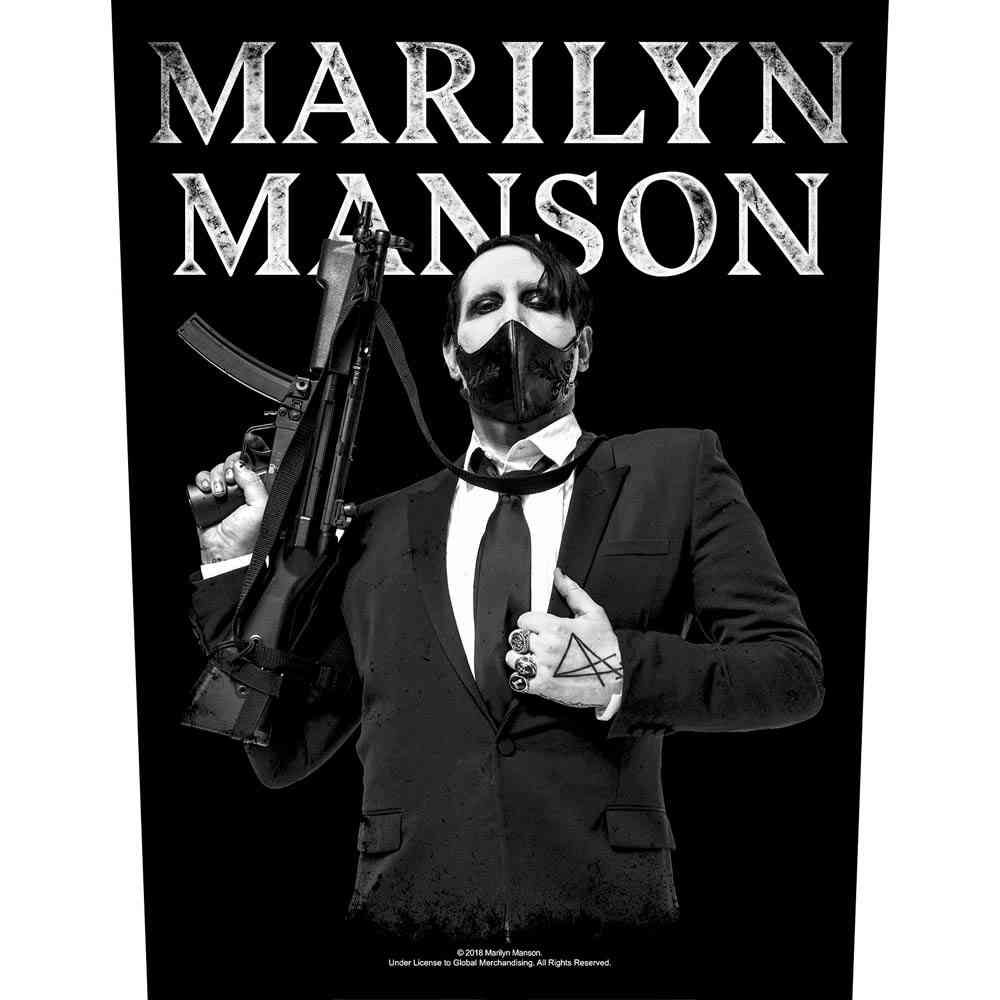 Marilyn Manson - Machine Gun Rugpatch - Zwart